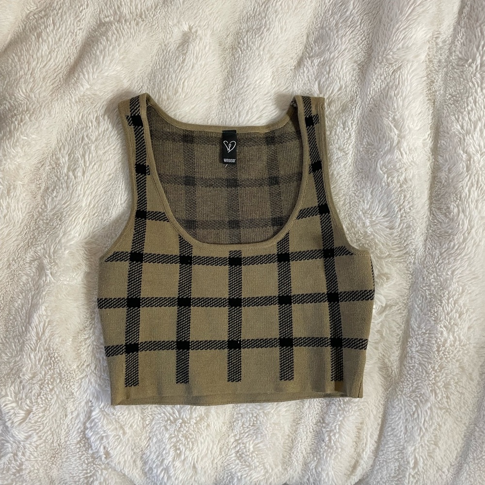 Unworn windsor tan plaid crop top